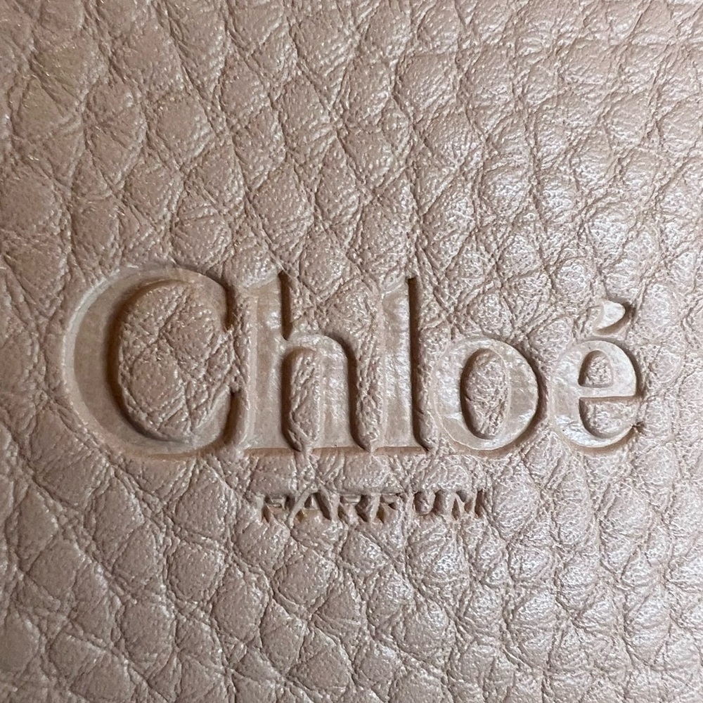 CHLOE PARFUM PEACH PEBBLED LEATHER LARGE ZIP COSMETIC BAG - Picture 11 of 11